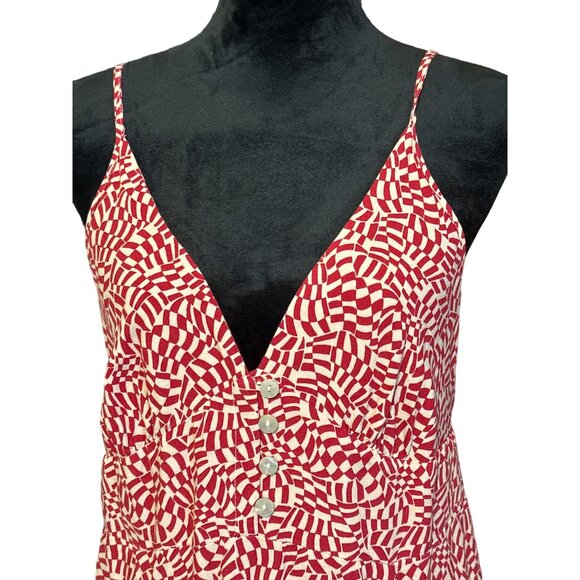 💖Urban Outfitters Red & White Print Maxi Dress With Buttons & Spaghetti Straps - Picture 2 of 7